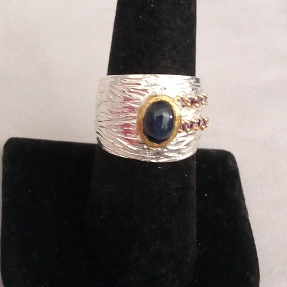 Petite   NATURAL .50ct blue star sapphire 💙 band ring Size 6.75 - Picture 6 of 6